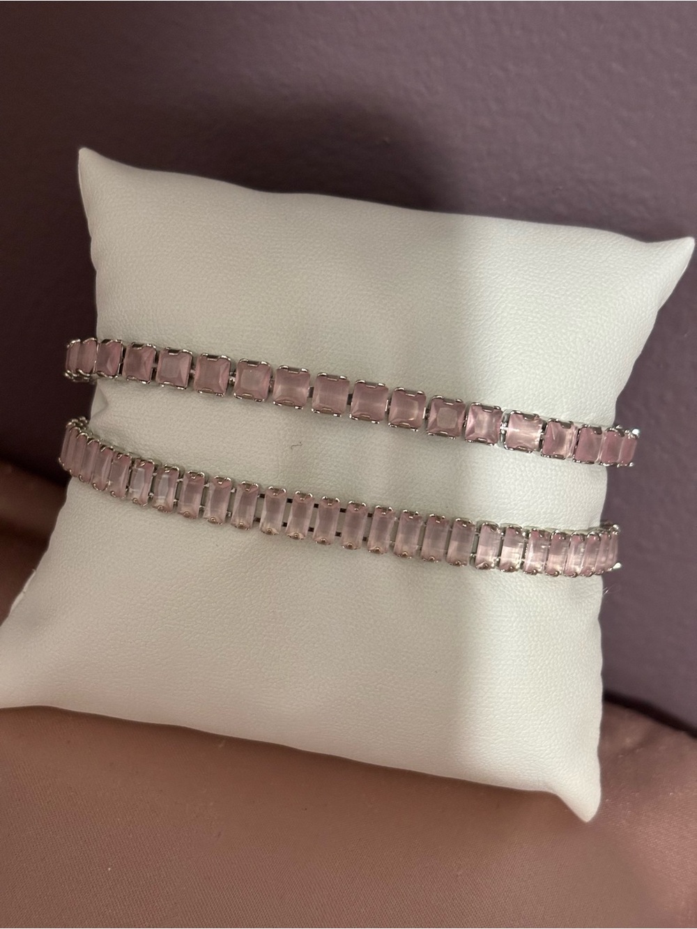 Pink Crystal Tennis Bracelet set - Women Jewelry
